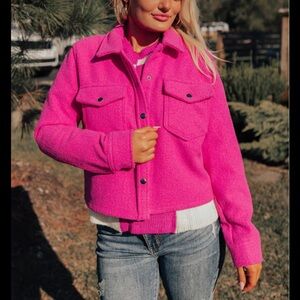 💖 Love Tree Hot Pink Textured Button Snap Jacket Women’s Size Medium